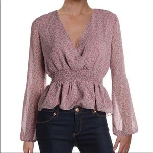 Lost + Wander Purple & Pink Floral Peplum Blouse